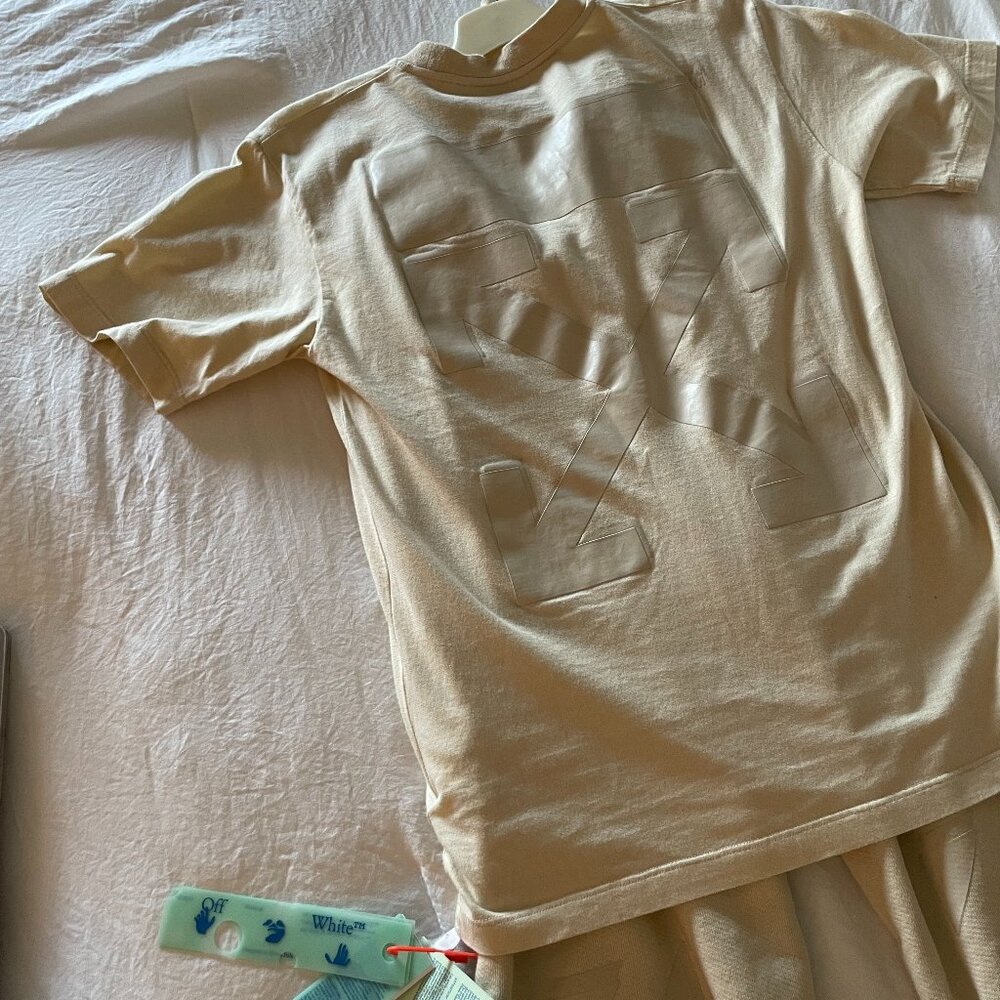Virgil Abloh Off-White Cream Shirt & Jogger Set NWT